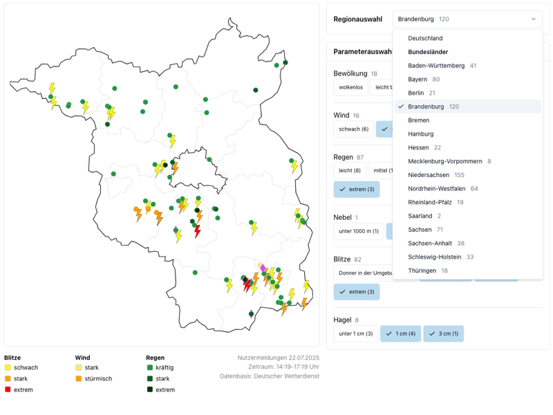 Screenshot Bundesländer Ansicht